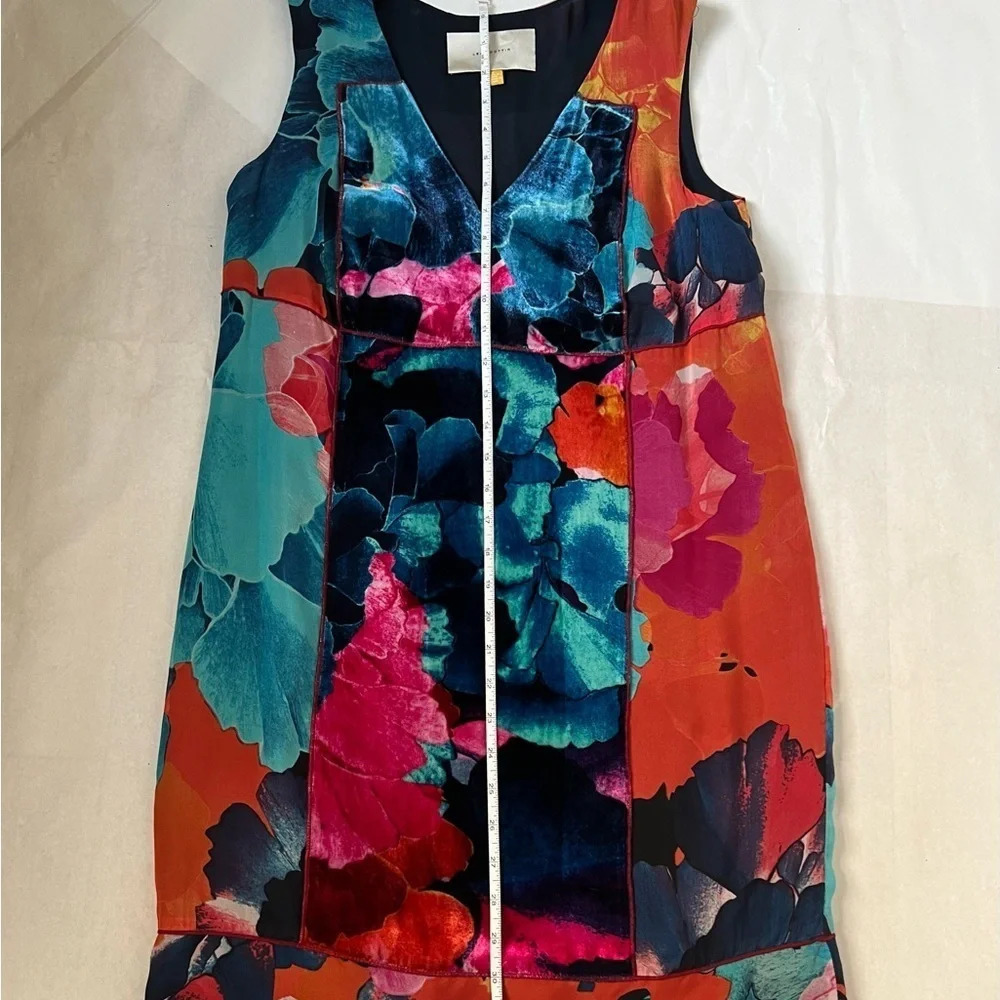 Anthropologie Silk Velvet Leifsdottir Floral Mini Dress Sz 6 Boho Artsy Colorful - Picture 5 of 9